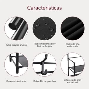 Appendiabiti in Metallo Nero con Ganci + Scaffalatura a Quattro Livelli, Mobile Multifunzionale per Ingresso |    Appendiabiti e scarpiera tutto in uno - Product Image 3