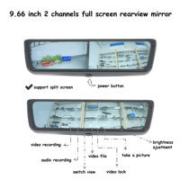 Grand angle 9-36v IPS écran tactile full hd double lentille voiture boîte noire dvr voiture rétroviseur