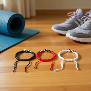 Pulsera Redonda de Tai Chi, Cordón Trenzado Negro, Rojo y Blanco, Ajustable, Pulsera Envolvente de Moda, Joyería Deportiva Informal Unisex - Product Image 3