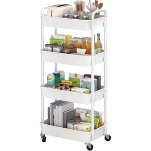 Chariot à roulettes pliable à 5 niveaux, design détachable, en plastique, moderne, haute précision, pour rangement de toilettes, chariot mobile pour snacks de salon - Product Image 1