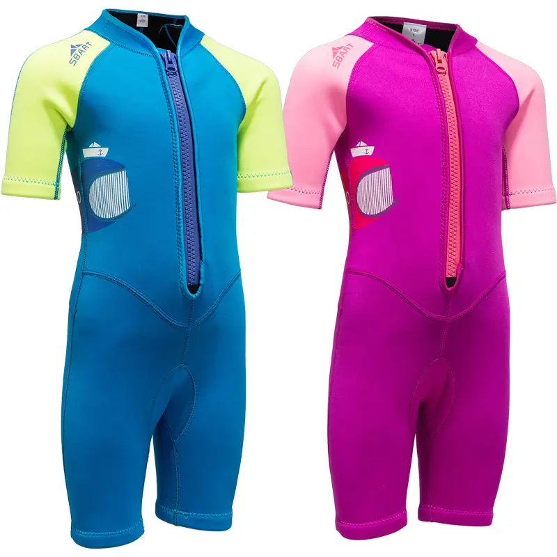 Smart-traje de neopreno para niños, traje de buceo de 2mm para surfear, manga corta