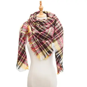 Wholesale Womens Warm Long Shawl Winter Wraps Large Scarves Plaid Triangle Scarf