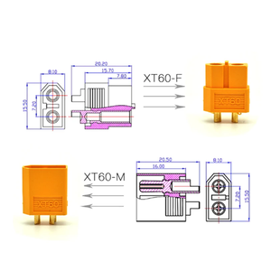 Разъемы XT-60 (штекер и гнездо) для авиационной электроники, регулируемые, типа «банан», XT60-F/<span class=keywords><strong>M</strong></span>, с оболочкой, для литиевых аккумуляторов - Product Image 6