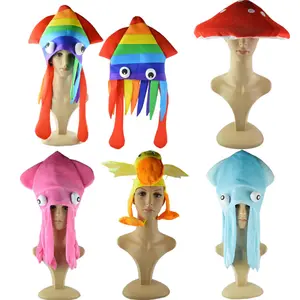 Головной убор в виде морского животного, осьминога, гриба, для вечеринки на Хэллоуин, забавные сумасшедшие шляпы для вечеринки, милая Радужная шляпа кальмара