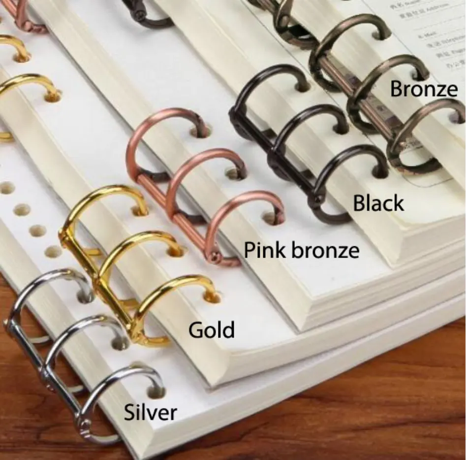 Low MOQ Metal Plated Loose Leaf Book Binder Hinged Ring Binding Rings Nickel Desk Calendar Circle 3 rings For Card Key Album