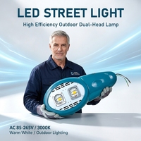 Lampadaire LED AC à double module 200W, étanche IP66, garantie 2 ans, angle de faisceau 60-120°, commande vocale intelligente