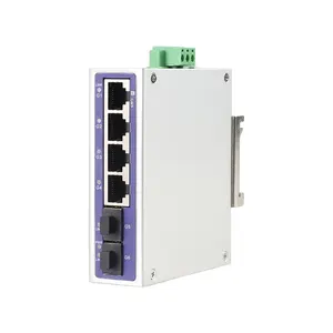 Saklar serat Ethernet, rel Din Industri Gigabit penuh + 4*10/100/1000M saklar jaringan 6-port RJ45