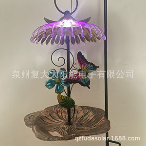 Comedero para pájaros con luz solar LED, decoración de jardín colgante de hierro, linterna para exteriores - Product Image 3