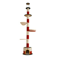 Árbol rascador para gatos con poste de sisal, 4 niveles, casa grande para gatos medianos, estructura de juego interior duradera