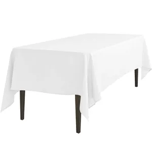 Reador ขายส่ง4ชิ้น60X102นิ้วโพลีเอสเตอร์สีขาวสี่เหลี่ยมผืนผ้าพรรคงานแต่งงานผ้าปูโต๊ะผ้าปูโต๊ะ