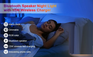 BT Speaker Night Light <strong>with</strong> Alarm Clock Speaker Wireless Charger Blue-tooth <strong>Led</strong> <strong>Lamp</strong> - Product Image 4