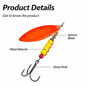 Willow Leaf <span class=keywords><strong>Mepps</strong></span> Style Spinner-Köder, Kupfergewicht Farbige Rotierende Flügelköder mit Dreifachhaken für Süßwasser-Barsch, Forelle, Hecht - Product Image 4