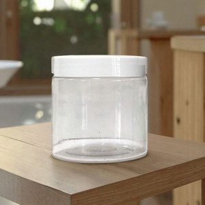 Stock 1oz-12oz White Lid PET Transparent <b>Plastic</b> Cream <b>Jars</b> with Custom Logo for Skin Care - Product Image 1