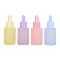 Flacon compte-gouttes en verre multicolore de 1 oz, cylindrique à col plat avec pipette pour sérum de soin de la peau