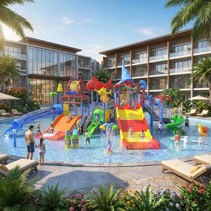 Équipement de jeu aquatique extérieur, <span class=keywords><strong>maison</strong></span> aquatique, aire de jeux pour enfants, tour de pulvérisation pour hôtel, complexe hôtelier, zone de piscine - Product Image 1