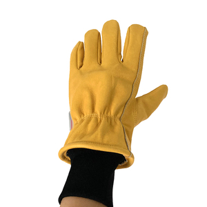 Gants de travail en cuir d'hiver imperméables <span class=keywords><strong>pour</strong></span> hommes, doublure thermique isolante, gants chauds jaunes <span class=keywords><strong>pour</strong></span> hommes - Product Image 2