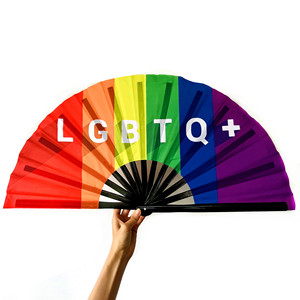 Abanico Plegable de Bambú Grande Personalizado QM Pride, Abanico de Mano de Seda y Bambú - Product Image 2