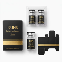 Frascos de Peptídeos Personalizados em Preto Fosco de 3ml, 5ml e 10ml com Logo Estampado em Folha, Caixa de Armazenamento de Cartão Luxuosa para Peptídeos
