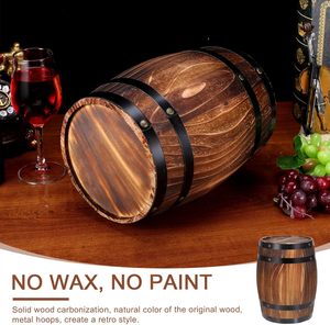 Kichvoe delicato barile di legno botti di legno per il vino rosso acqua barili decorativi statuetta botti di quercia con elegante colore rosso - Product Image 6