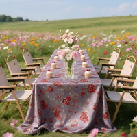 Nappe de table classique rétro à motifs floraux, nappe rectangulaire en tissu jacquard pour décoration de table de jardin, banquet, mariage, festival en plein air