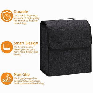 Dark Gray Foldable Car Boot Organizer <b>Storage</b> <b>Bag</b> Non Slip 3D Interior Tool Holder for Auto Trunk - Product Image 3