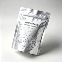 Sachet refermable personnalisé pour mélange de noix grillées bio, avec fermeture éclair, qualité alimentaire, à découpe facile, végétalien, cétogène, collation saine