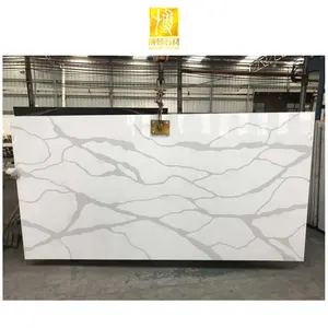 Engineered Stone Classical Multicolor Artificial Marble Kitchen Countertop Polished White Quartz Slab