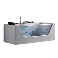 Baignoire Balnéo Zevana 1800 Moderne de Luxe Autoportante en Acrylique pour 1 Personne, Massage 6 Jets, Drain Réversible, LED Chaude