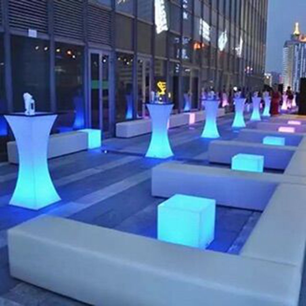 Пластиковая Беспроводная мебель для вечеринки/салона/бара, кубический стол со светодиодной подсветкой