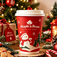 Gobelets en papier écologiques isolés à double paroi de 12 oz et 16 oz pour les fêtes de Noël, anti-fuite, épaissis, pour boissons chaudes et café