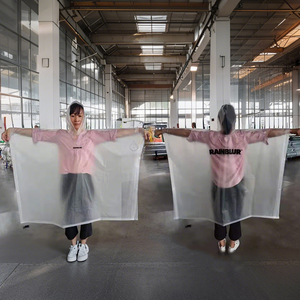 Áo mưa hình vuông dành cho người lớn, in logo tùy chỉnh, 100% không thấm nước, màu đen, có thể tái sử dụng, sinh học phân hủy, chất liệu EVA, có mũ trùm đầu thoáng khí - Product Image 3