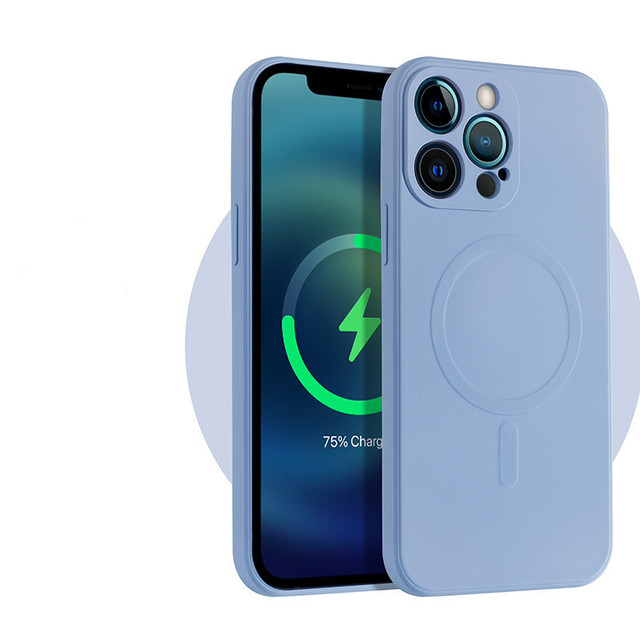 Silicone Liquid Pure Color Simple Mobile Phone Case Wireless Magnetizing Mobile Phone Case for 13 Pro Max