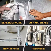 Ruban adhésif en aluminium pour conduits HVAC, excellent, activé par l'eau, imperméable, ignifuge, facile à déchirer, pour l'étanchéité et les réparations
