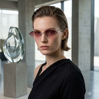 Nouvelles lunettes de soleil métalliques fines sans monture, design tendance, haute qualité, en nylon dégradé, polies à la main, plaquées IP.