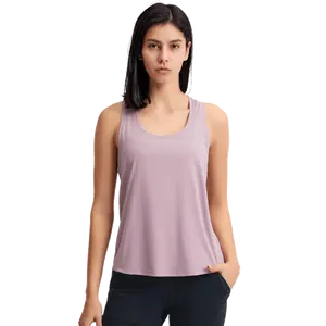 सरल डिजाइन एथलेटिक योग टैंक कस्टम लोगो खेल टी शर्ट महिलाओं फिटनेस बनियान स्वेटर जिम में सबसे ऊपर के लिए Racerback टैंक शर्ट