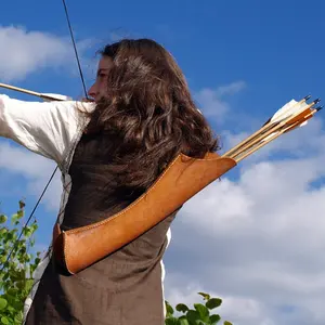 Traditioneller Schulter pfeil Echt leder Köcher Pfeil halter mit hand gefertigten Riemen Gürtel