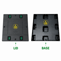 Couvercle et base moulés par soufflage ESD avec loquets verts, taille personnalisée, emballage réutilisable pour boîte à palettes