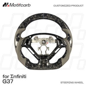 Volant en fibre de carbone forgé sur mesure pour Infiniti 2007-2016 EX35 EX37 G35 G37 G35S G37S Q60 IPL Q60S, design de style racing - Product Image 2