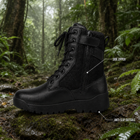 Bottes tactiques pour hommes en cuir de vache, lacets, fermeture éclair, semelle extérieure composite en caoutchouc + EVA, antidérapantes, chaussures de randonnée en montagne, été/hiver