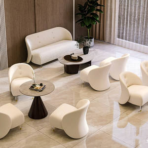 Office Sofa Set U Shape High Density Sponge Tufted Art Fabric Modern Minimalist Light Luxury Reception Area Furniture - Product Image 3