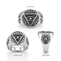 Bague Chevalière Œil Tout-Puissant Vintage en Acier Inoxydable Argenté Antique pour Homme, Style Punk Gothique, Bijou Tendance pour Usage Quotidien