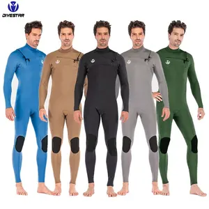 DIVESTAR 2020 New Custom colorful neoprene diving wetsuit chest zip 3/2mm full surfing wetsuit for men