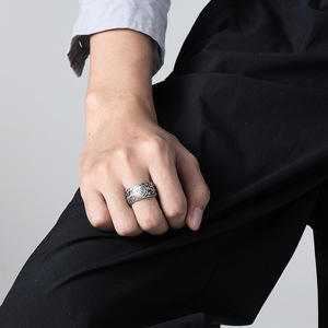 Retro Punk Style Titanium Steel <b>Ring</b> With Sun Moon Stars Men's Vintage Art <b>Ring</b> Stainless Steel Jewelry Gift - Product Image 3