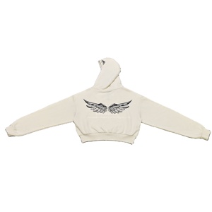CHIDAOREN Fabricant d'origine, <span class=keywords><strong>sweat</strong></span> à <span class=keywords><strong>capuche</strong></span> court zippé en molleton bouclette uni à impression numérique pour <span class=keywords><strong>femme</strong></span> - Product Image 2