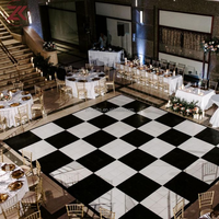 ZKAI Plancher de danse portable noir et blanc brillant en contreplaqué, panneau de plancher de danse pour mariage, revêtement de sol modulaire pour événements