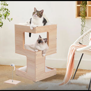 Árbol para Gatos de Madera Fabin de 23.5 Pulgadas, Moderno Condominio para Gatos con Cojín, Torre para Gatos Minimalista con Diseño de Mesita de Noche - Product Image 2