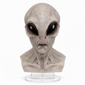 Máscara de Látex de <span class=keywords><strong>Extraterrestre</strong></span> Gris, Cabeza Completa con Hombros, Máscara Realista de Halloween con Ojos Grandes de Almendra, 5 Colores para Cosplay - Product Image 3