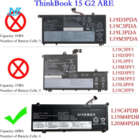 Batterie d'ordinateur portable MYiYAE L20M4PDB pour Lenovo ThinkBook 14 G2 ITL 14 G3 ITL 15 G2 Are 15 G3 ACL 14s Yoga G2 IAP Series