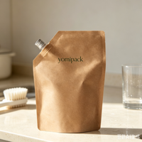 Pochette Doypack en papier kraft écologique avec bec verseur, qualité alimentaire, pour emballage de liquides cosmétiques et recharge de shampoing, logo personnalisé