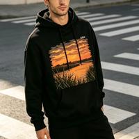 Impression intégrale sur tissu molletonné French Terry personnalisé pour sweats à capuche graphiques streetwear, réalisés avec impression DTF.